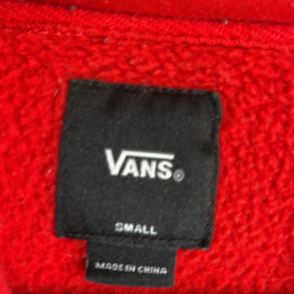 VANS Unisex Full Patch Hoodie Red White Graphic Front Back Kangaroo Pocket Small - Picture 11 of 15